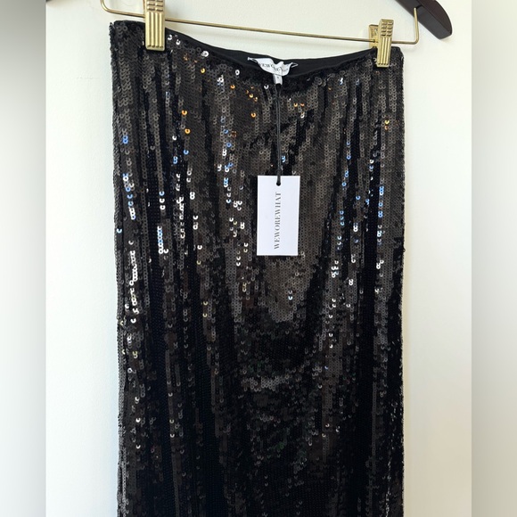 WeWoreWhat New Years Eve Straight Sequin Skirt in Black - Picture 7 of 12